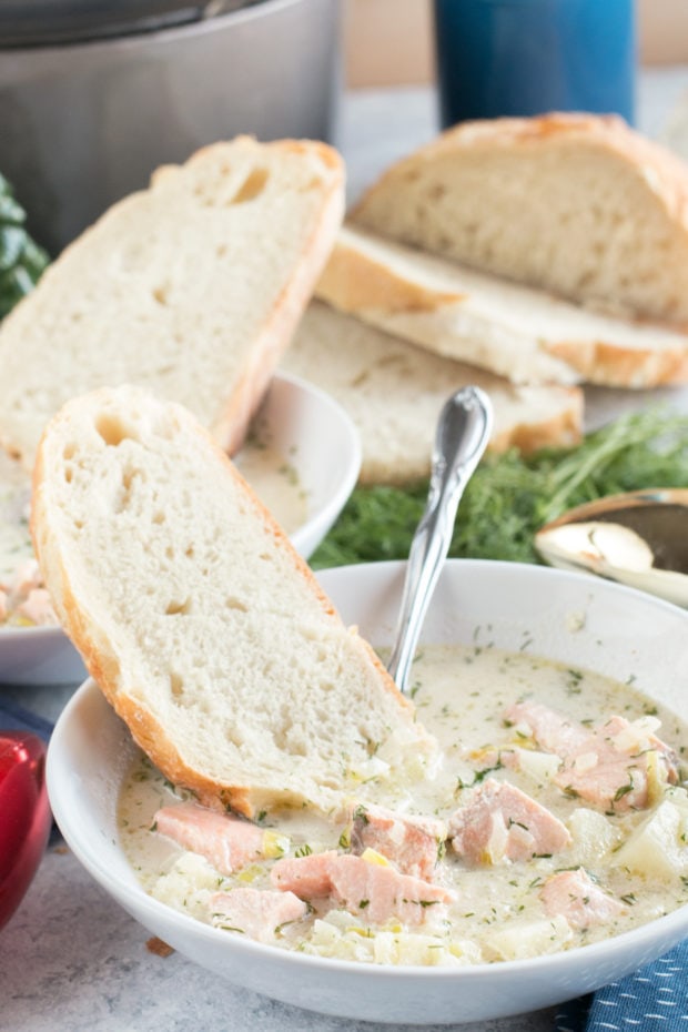 Salmon Chowder | cakenknife.com #ad #christmas #salmon #seafood #chowder #soup