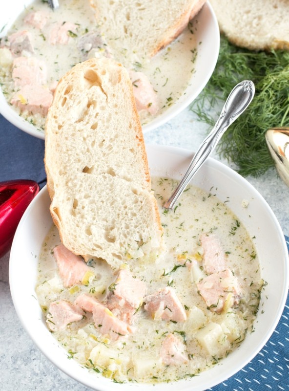 Salmon Chowder | cakenknife.com #ad #christmas #salmon #seafood #chowder #soup