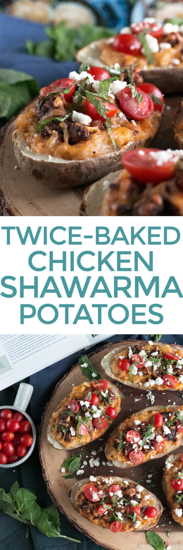 Twice-Baked Chicken Shawarma Stuffed Potatoes | cakenknife.com #moderncomfortcooking @griermountain #dinner #yummy