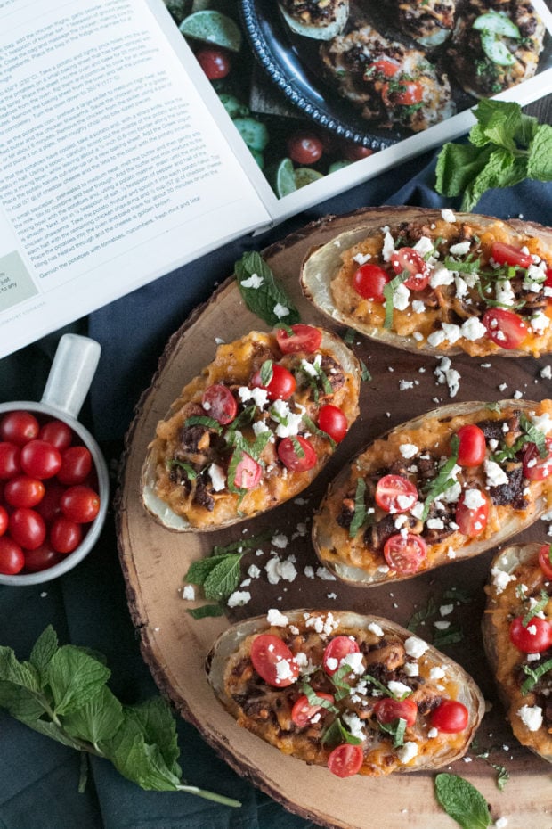 Twice-Baked Chicken Shawarma Stuffed Potatoes | cakenknife.com #moderncomfortcooking @griermountain #dinner #yummy