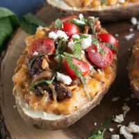 Twice-Baked Chicken Shawarma Stuffed Potatoes