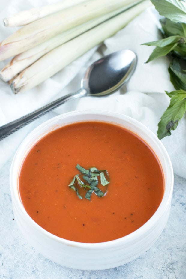 Avocado Kimchi Grilled Cheese with Thai Spiced Tomato Soup