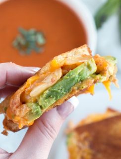 Avocado Kimchi Grilled Cheese with Thai Spiced Tomato Soup