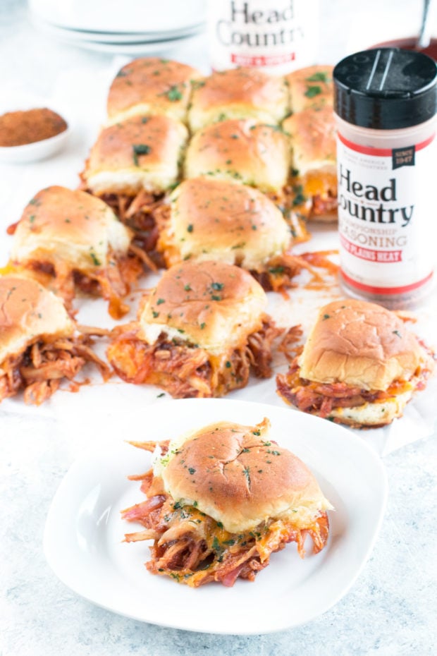 Cheesy BBQ Chicken Pull Apart Sliders