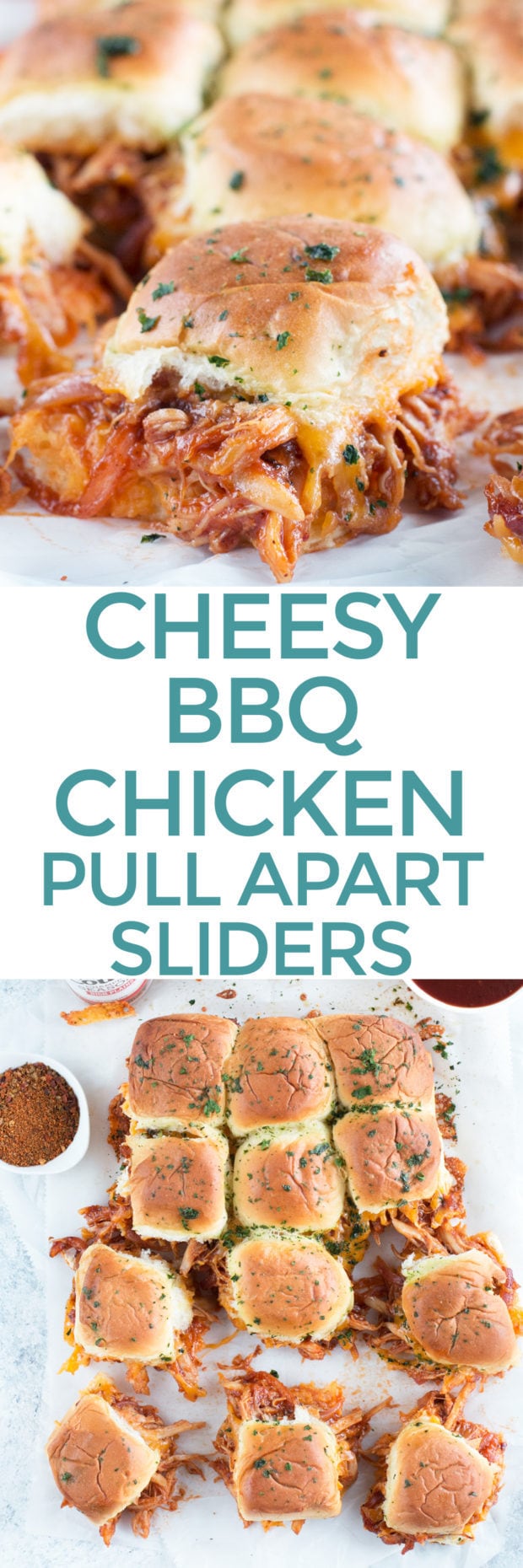 Cheesy BBQ Chicken Pull Apart Sliders