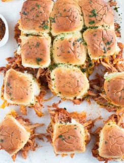 Cheesy BBQ Chicken Pull Apart Sliders