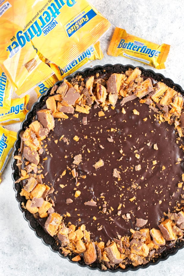 Easy Butterfinger Caramel Ganache Tart