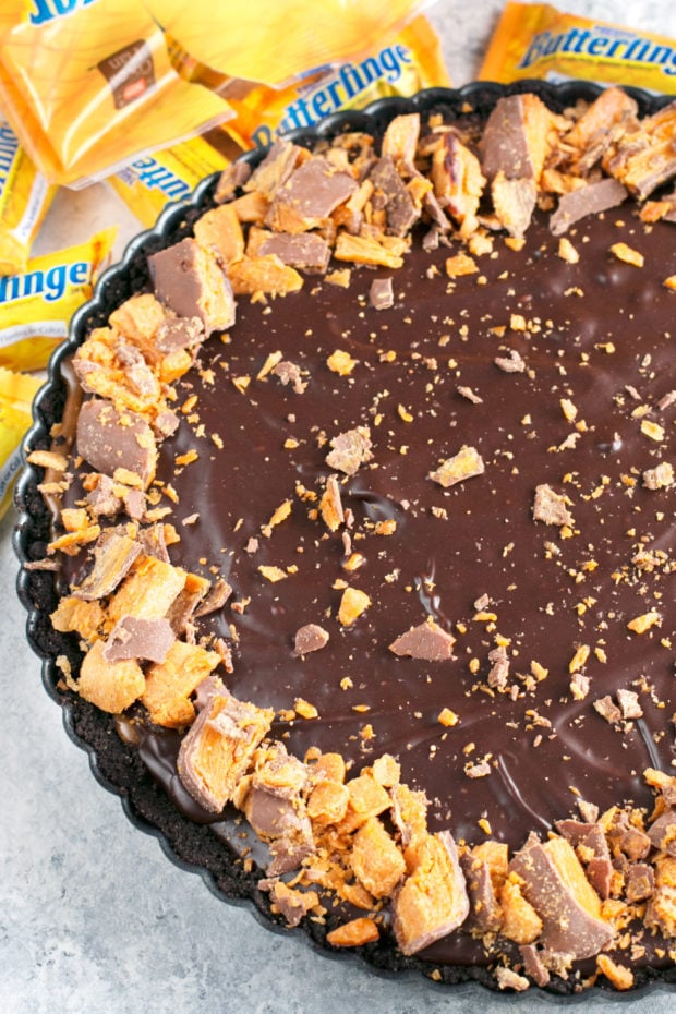 Easy Butterfinger Caramel Ganache Tart