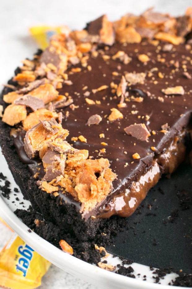 Easy Butterfinger Caramel Ganache Tart