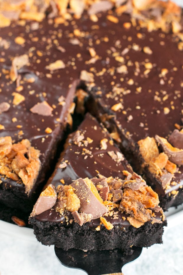 Easy Butterfinger Caramel Ganache Tart