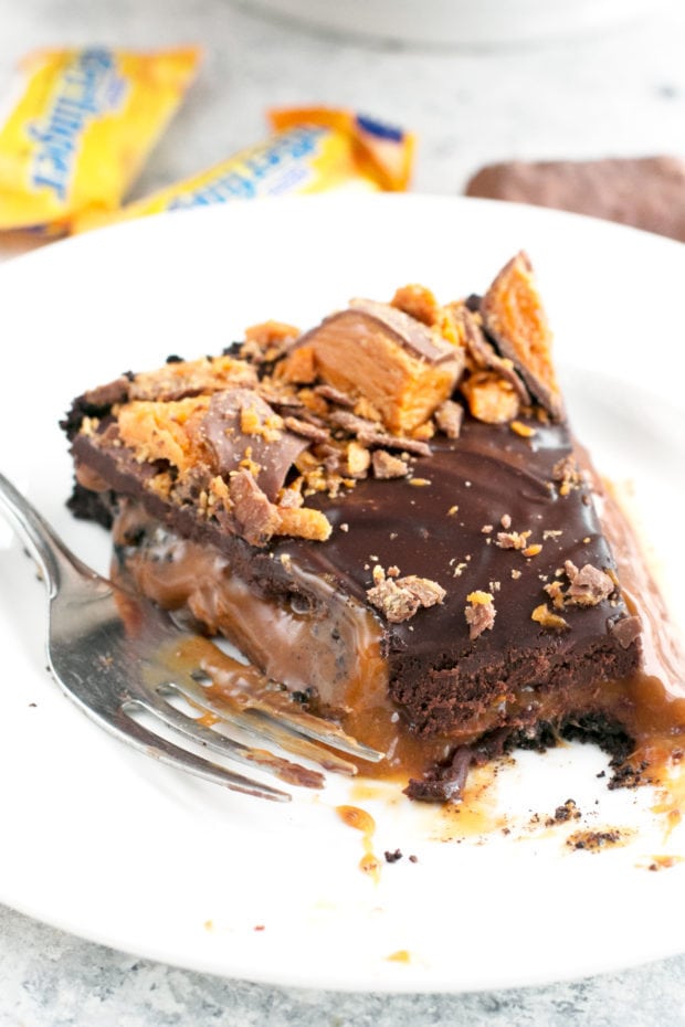 Easy Butterfinger Caramel Ganache Tart