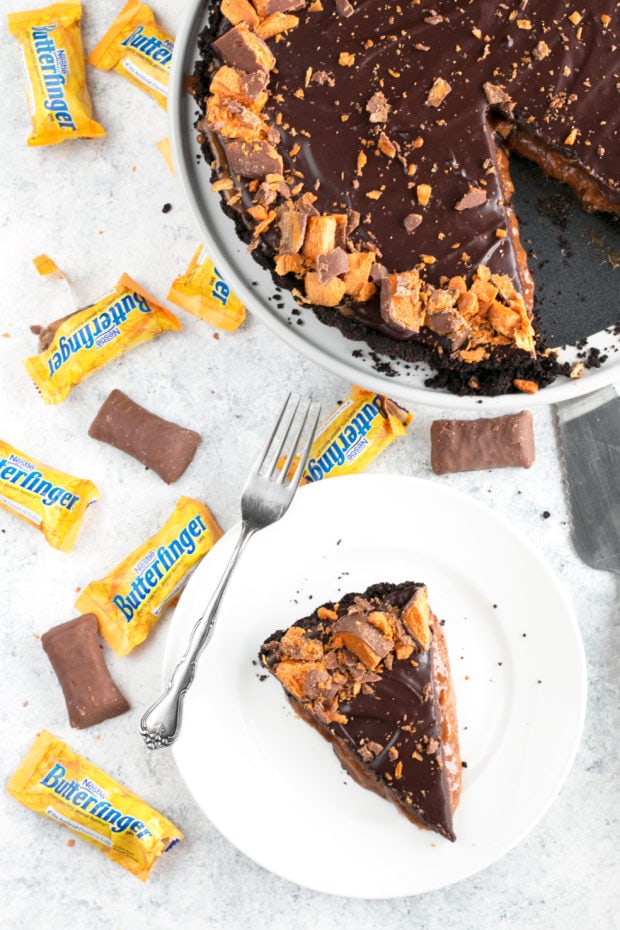 Easy Butterfinger Caramel Ganache Tart