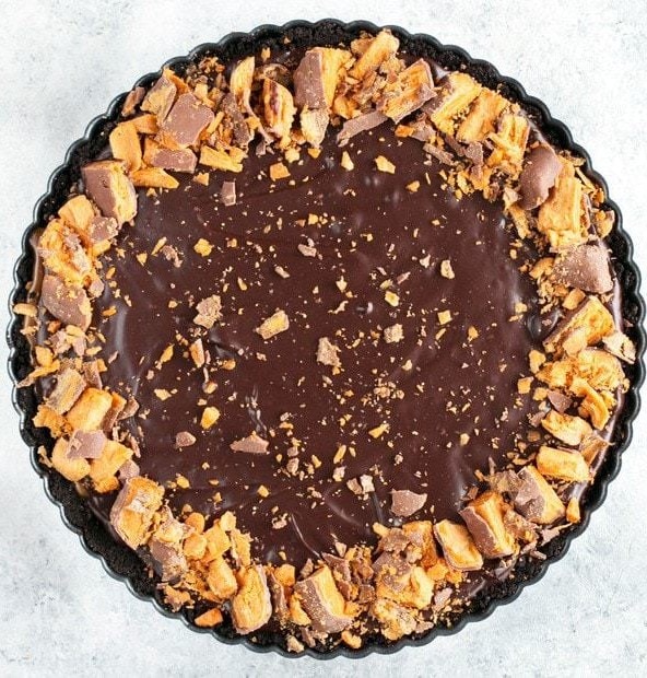 Easy Butterfinger Caramel Ganache Tart