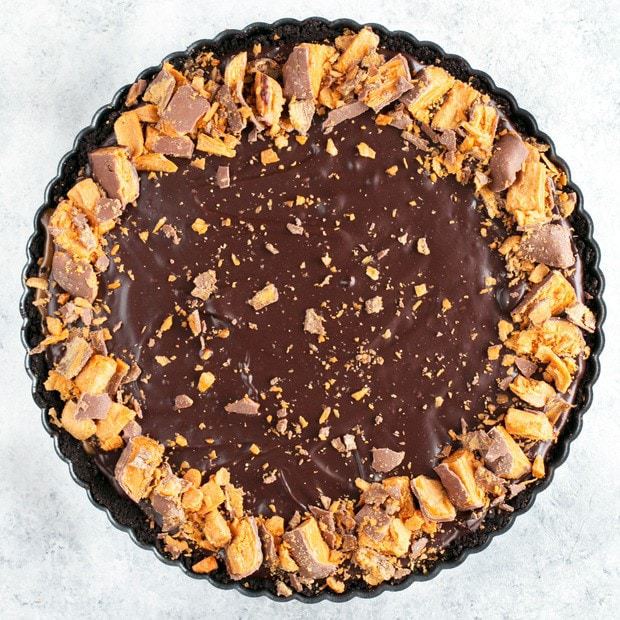 Easy Butterfinger Caramel Ganache Tart