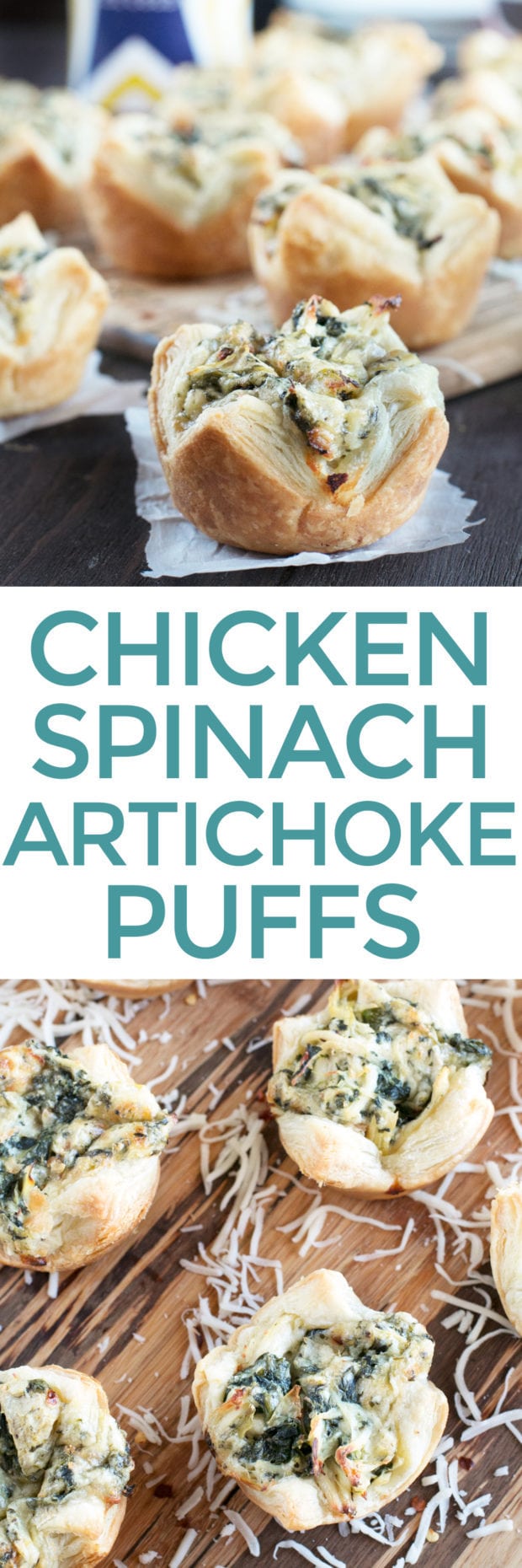 Chicken Spinach Artichoke Dip Puffs