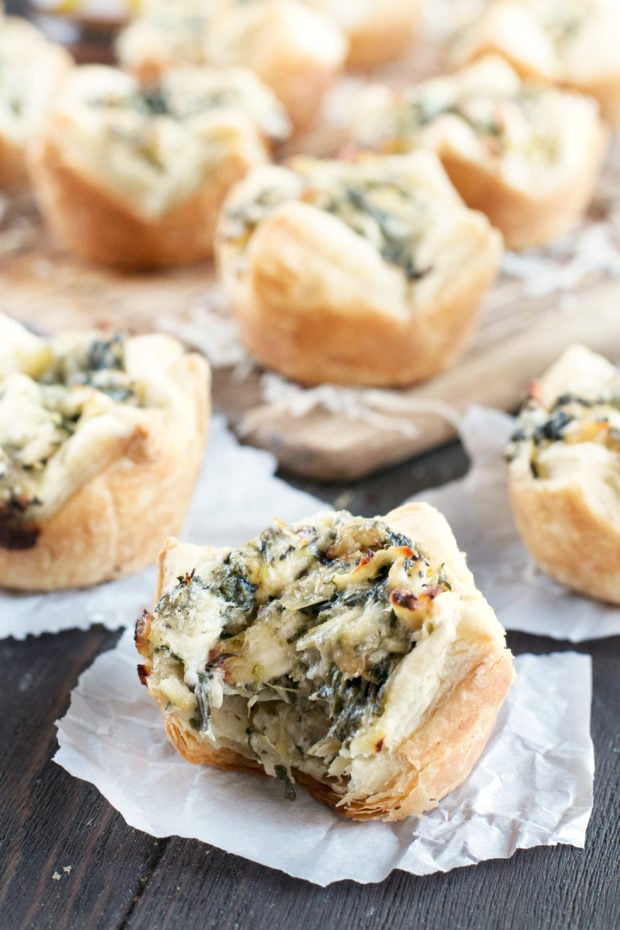 Chicken Spinach Artichoke Dip Puffs