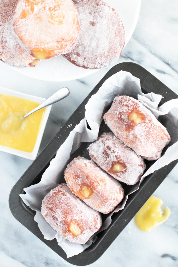 Lavender Lemon Curd Filled Doughnuts