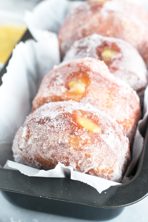 Lavender Lemon Curd Filled Doughnuts