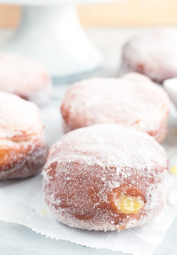 Lavender Lemon Curd Filled Doughnuts