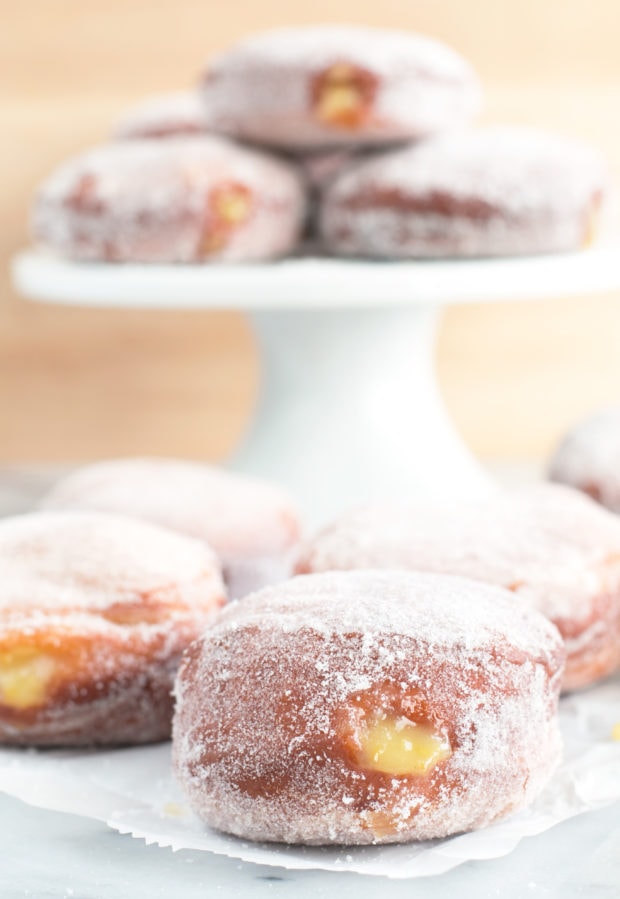 Lavender Lemon Curd Filled Doughnuts