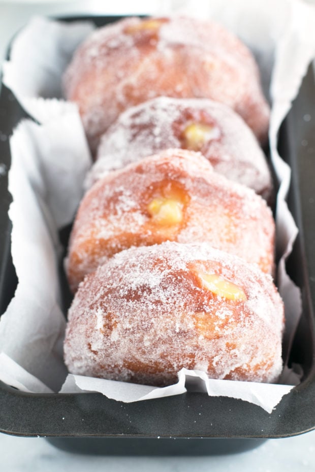 Lavender Lemon Curd Filled Doughnuts