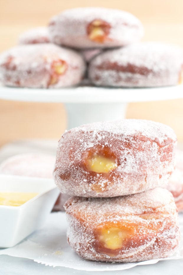 Lavender Lemon Curd Filled Doughnuts