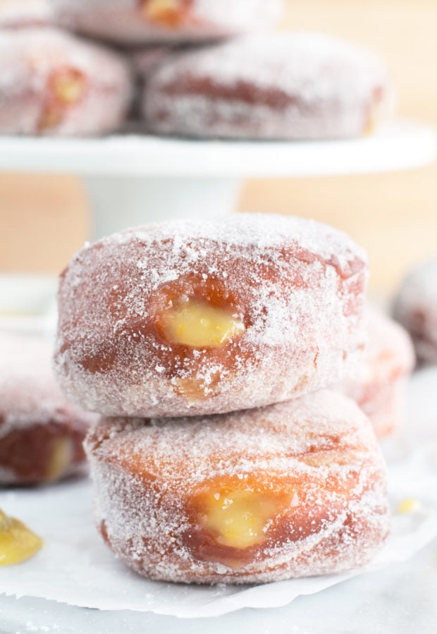 Lavender Lemon Curd Filled Doughnuts