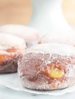 Lavender Lemon Curd Filled Doughnuts