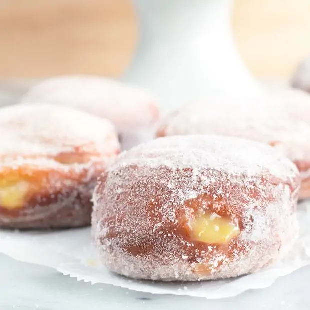 Lavender Lemon Curd Filled Doughnuts