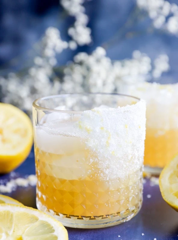 lemon margarita with sugar rim image