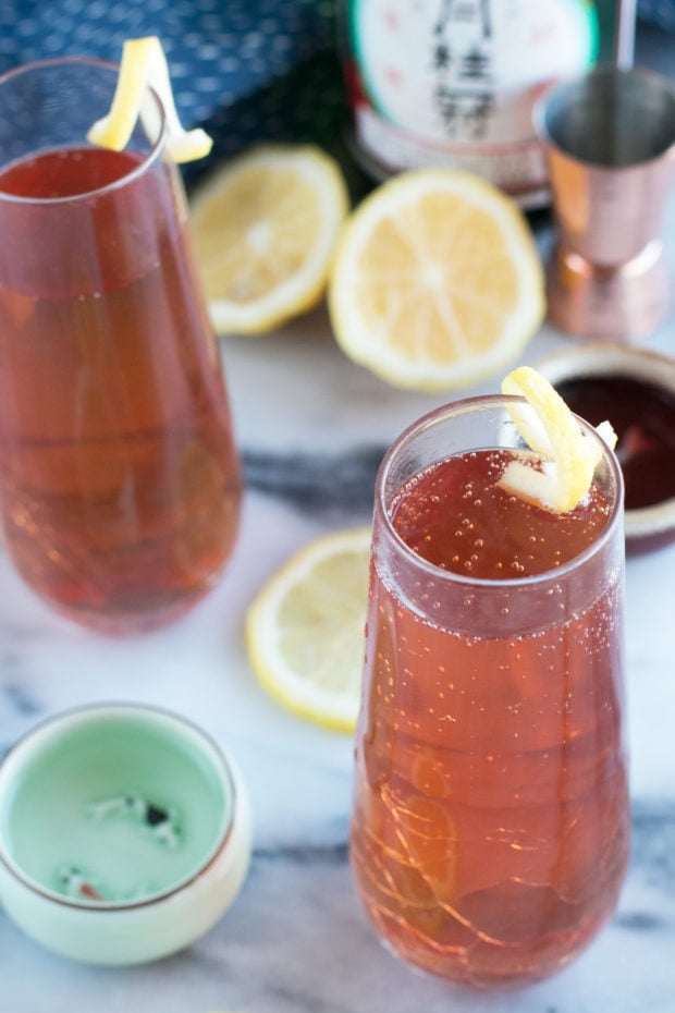 Sparkling Elderflower Sake Cocktail