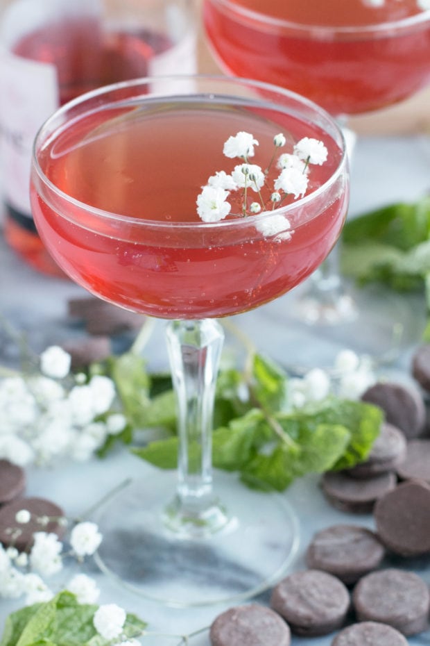 Sparkling Mint Rose Wine Cocktail and Girls' Night In with Oreo Thin Bites!