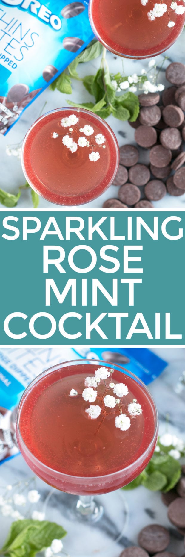 Sparkling Mint Rose Wine Cocktail and Girls' Night In with Oreo Thin Bites!