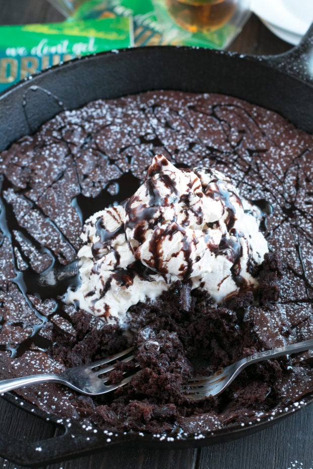 Whiskey Skillet Brownie with Bailey’s No Churn Ice Cream