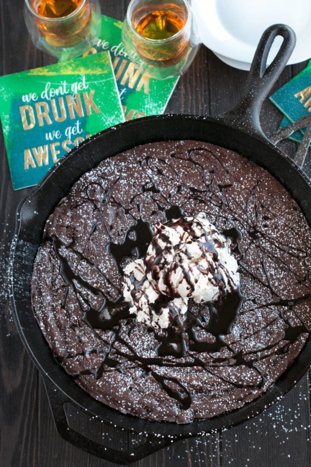 Whiskey Skillet Brownie with Bailey’s No Churn Ice Cream