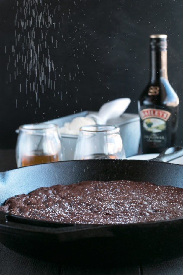 Whiskey Skillet Brownie with Bailey’s No Churn Ice Cream