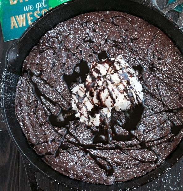 Whiskey Skillet Brownie with Bailey’s No Churn Ice Cream