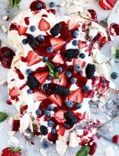 Smashed Mixed Berry Pavlova