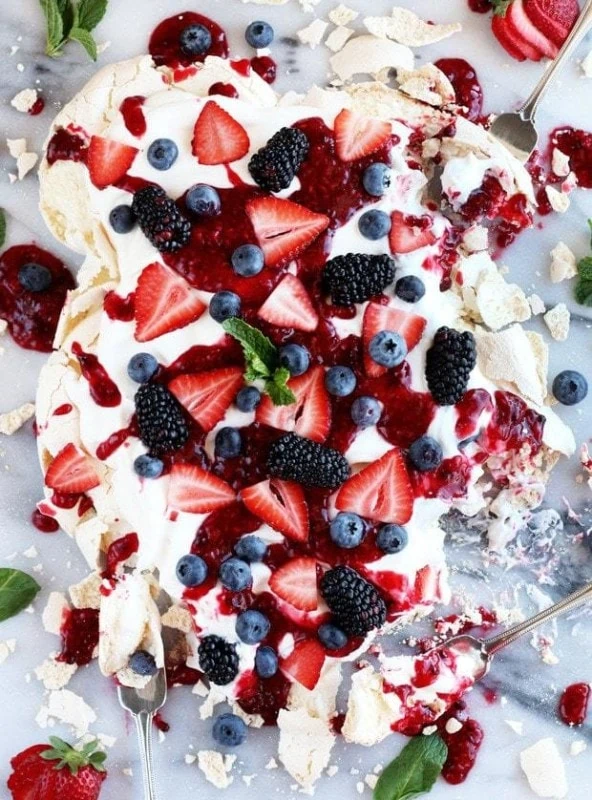 Smashed Mixed Berry Pavlova