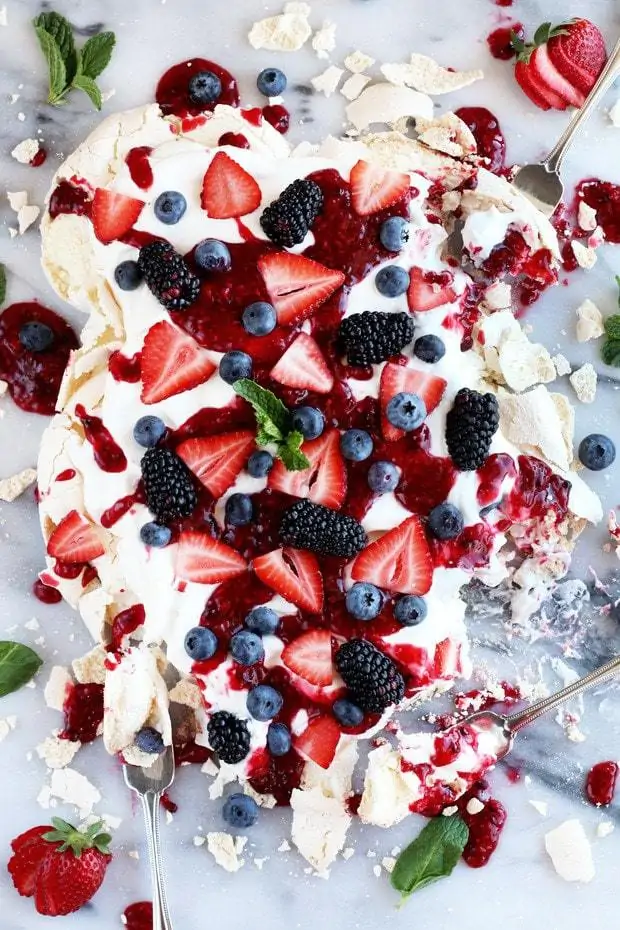 Smashed Mixed Berry Pavlova