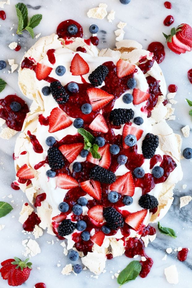 Smashed Mixed Berry Pavlova