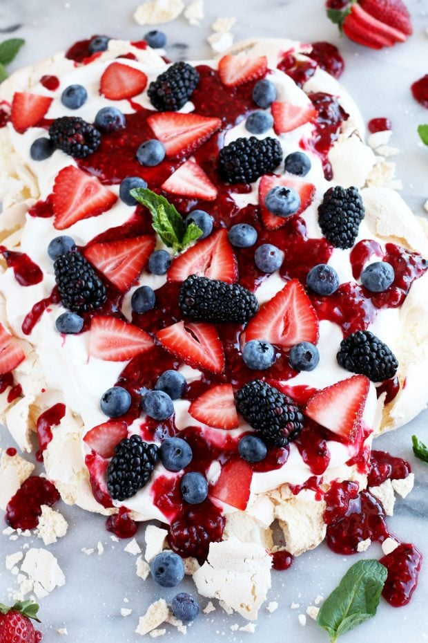 Smashed Mixed Berry Pavlova