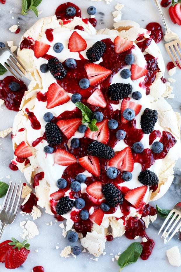 Smashed Mixed Berry Pavlova