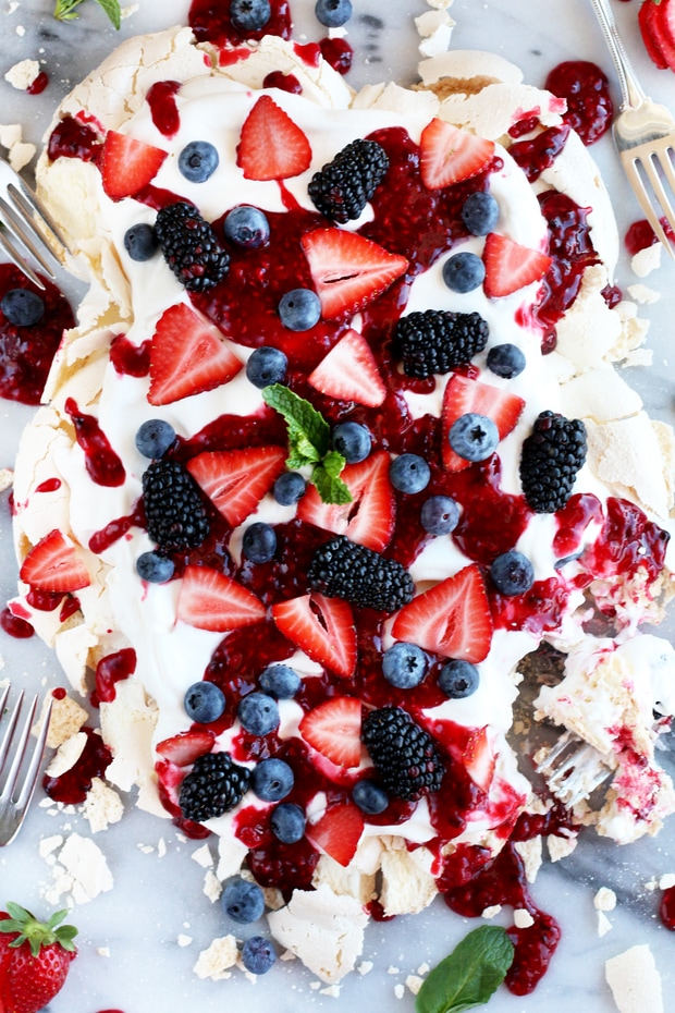 Smashed Mixed Berry Pavlova