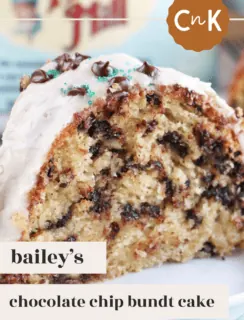 bailey's chocolate chip bundt cake pinterest graphic