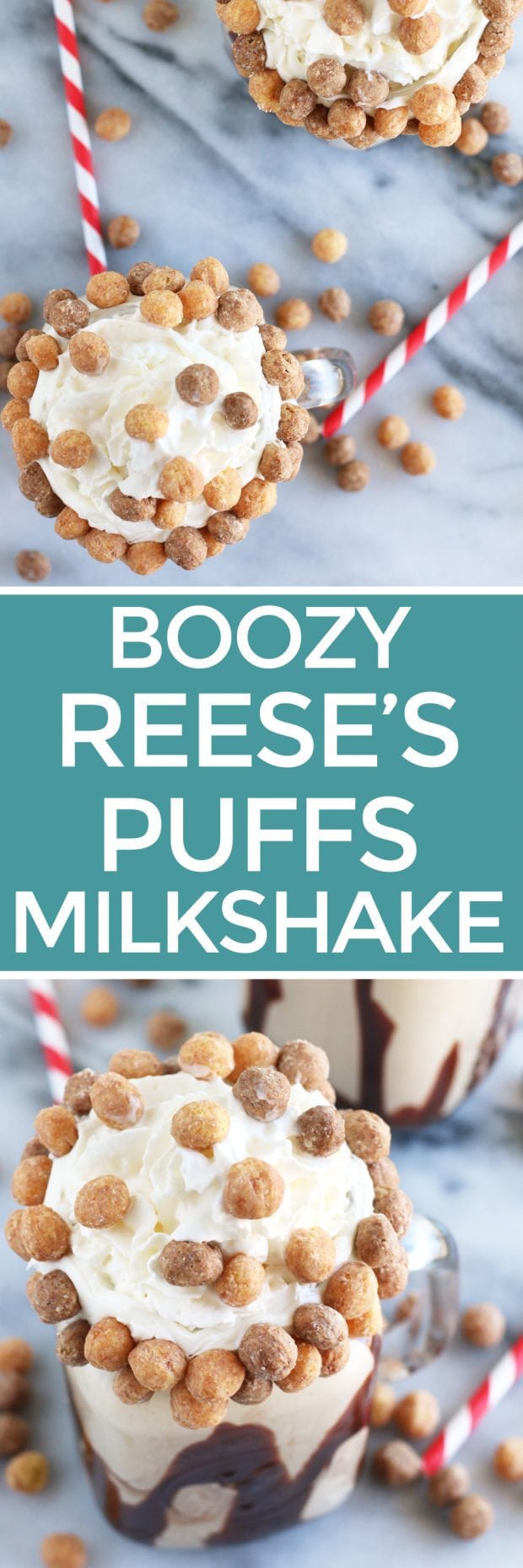 Boozy Reese's Puffs Cereal Milkshake