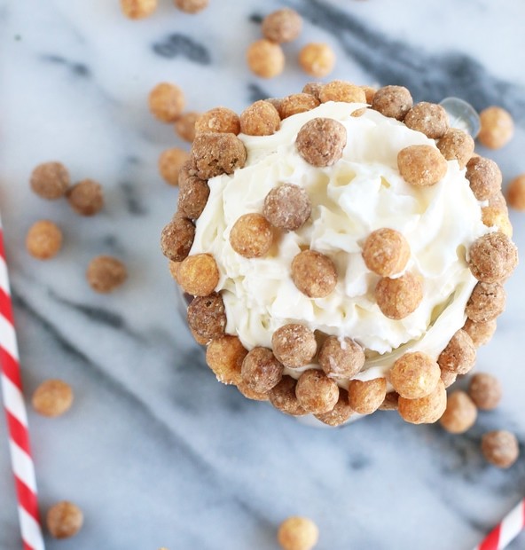 Boozy Reese's Puffs Cereal Milkshake