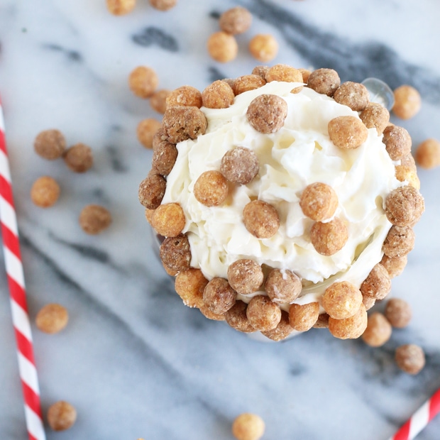 Boozy Reese's Puffs Cereal Milkshake