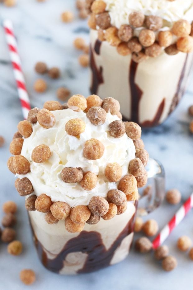 Boozy Reese's Puffs Cereal Milkshake - Cake 'n Knife