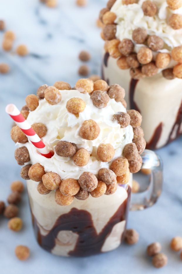 Boozy Reese's Puffs Cereal Milkshake